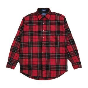 PENDLETON LODGE BUTTON UP SHIRT MEDIUM M MENS PLAID WOOL FLANNEL LONG SLEEVE USA